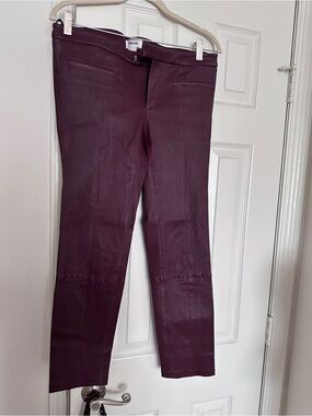 Helmut Lang Slim -Leather Pants in Deep Burgundy